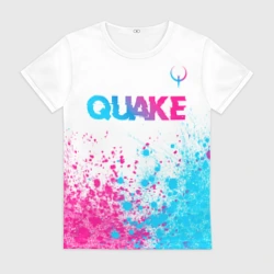 Женская футболка 3D Quake neon gradient style посередине