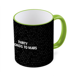 Кружка с полной запечаткой Thirty Seconds to Mars glitch на темном фоне по-горизонтали