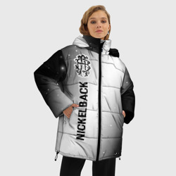 Женская зимняя куртка Oversize Nickelback glitch на светлом фоне по-вертикали - фото 2