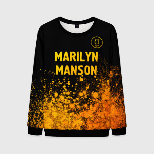 Мужской свитшот 3D с принтом Marilyn Manson - gold gradient посередине, вид спереди #2