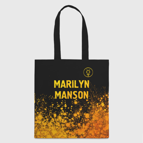 Шоппер 3D с принтом Marilyn Manson - gold gradient посередине, вид спереди #2