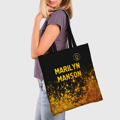 Шоппер 3D с принтом Marilyn Manson - gold gradient посередине, фото на моделе #1