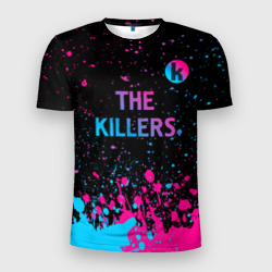 Мужская футболка 3D Slim The Killers - neon gradient посередине