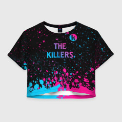 Женская футболка Crop-top 3D The Killers - neon gradient посередине