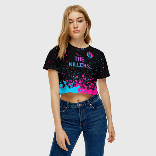 Женская футболка Crop-top 3D The Killers - neon gradient посередине, цвет 3D печать - фото 4