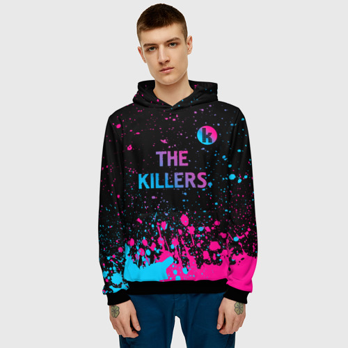 Мужская толстовка 3D The Killers - neon gradient посередине, цвет черный - фото 3