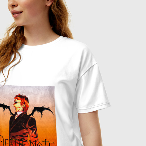 Женская футболка хлопок Oversize с принтом Тетрадь смерти - Лайт Ягами, фото на моделе #1