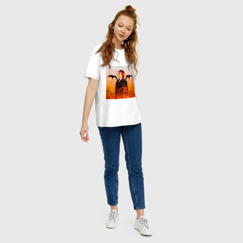 Женская футболка хлопок Oversize с принтом Тетрадь смерти - Лайт Ягами, вид сбоку #3