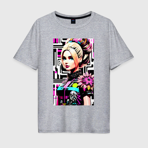 Мужская футболка хлопок Oversize Barbie - pop art  stylization, цвет меланж