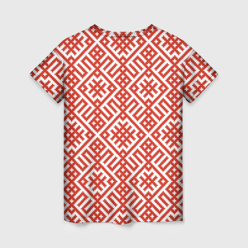 Женская футболка 3D с принтом Славянский обережный орнамент, вид сзади #1