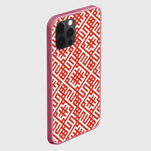 Чехол для iPhone 12 Pro с принтом Славянский обережный орнамент, вид сбоку #3