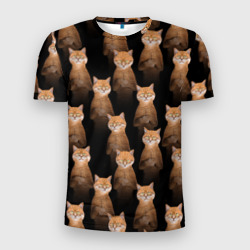 Мужская футболка 3D Slim Бесконечные рыжие коты