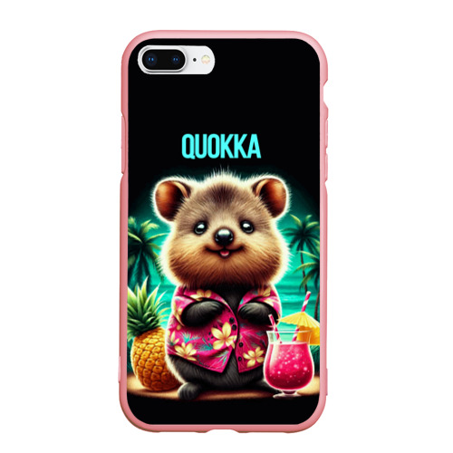 Чехол для iPhone 7Plus/8 Plus матовый Квокка кенгуру море пальмы Гавайи, цвет баблгам