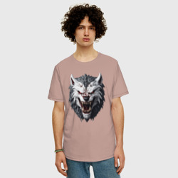 Мужская футболка хлопок Oversize Волк-оборотень - фото 2