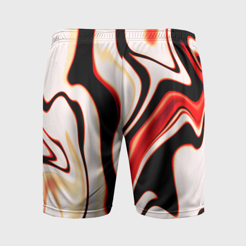 Мужские шорты спортивные Абстракция разлитые краски бежевый красный и чёрный, цвет 3D печать - фото 2