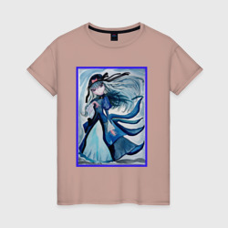 Женская футболка хлопок Девушка ночь в стиле аниме