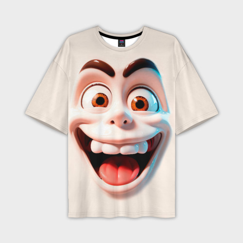 Мужская футболка oversize 3D Сумасшедшее лицо мультяшки, цвет 3D печать