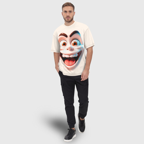 Мужская футболка oversize 3D Сумасшедшее лицо мультяшки, цвет 3D печать - фото 5