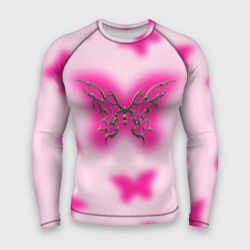 Мужской рашгард 3D Y2K pink butterfly