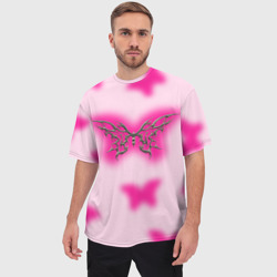 Мужская футболка oversize 3D Y2K pink butterfly - фото 2