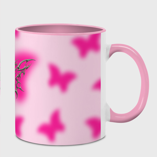 Кружка с полной запечаткой с принтом Y2K pink butterfly, вид спереди #2