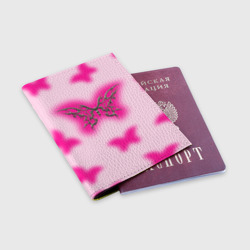 Обложка для паспорта матовая кожа Y2K pink butterfly - фото 2