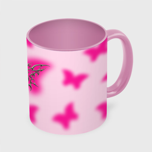 Кружка с полной запечаткой с принтом Y2K pink butterfly, вид сбоку #3