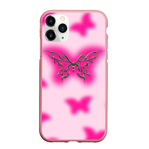 Чехол для iPhone 11 Pro Max матовый Y2K pink butterfly, цвет баблгам