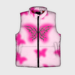 Женский жилет утепленный 3D Y2K pink butterfly