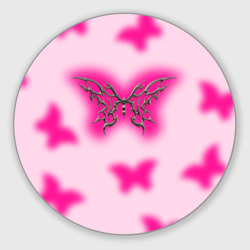 Круглый коврик для мышки Y2K pink butterfly