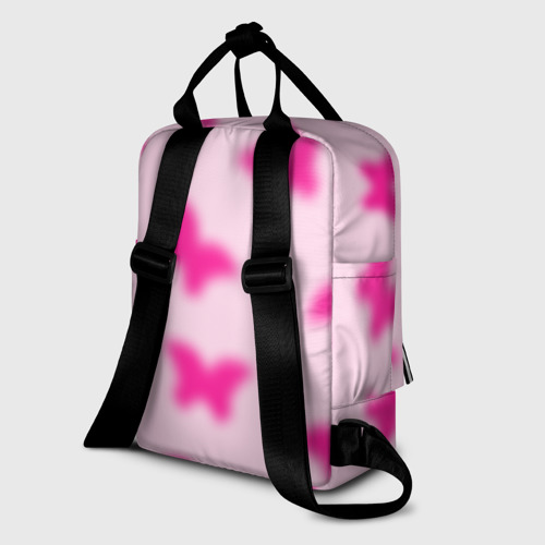 Женский рюкзак 3D с принтом Y2K pink butterfly, вид сзади #1