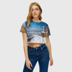 Женская футболка Crop-top 3D Москва  новый год - фото 2