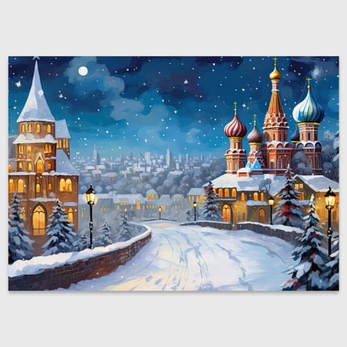 Поздравительная открытка с принтом Москва  новый год, вид спереди №1
