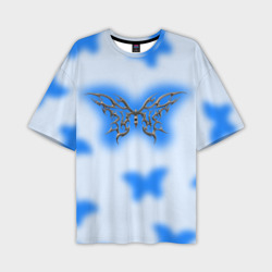 Мужская футболка oversize 3D Y2K blue butterfly