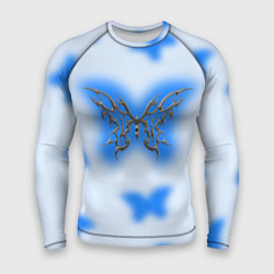 Мужской рашгард 3D Y2K blue butterfly