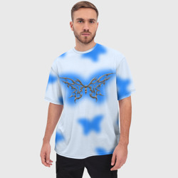 Мужская футболка oversize 3D Y2K blue butterfly - фото 2