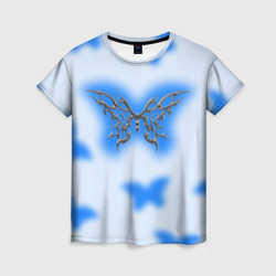 Женская футболка 3D Y2K blue butterfly