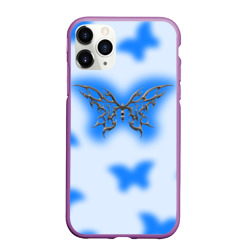 Чехол для iPhone 11 Pro Max матовый Y2K blue butterfly