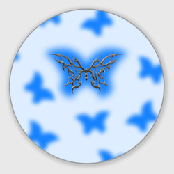 Круглый коврик для мышки Y2K blue butterfly