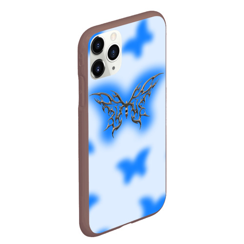 Чехол для iPhone 11 Pro Max матовый Y2K blue butterfly, цвет коричневый - фото 3