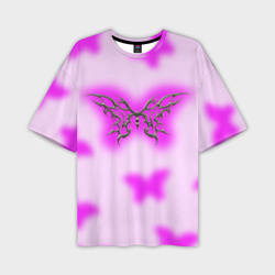 Мужская футболка oversize 3D Y2K purple butterfly