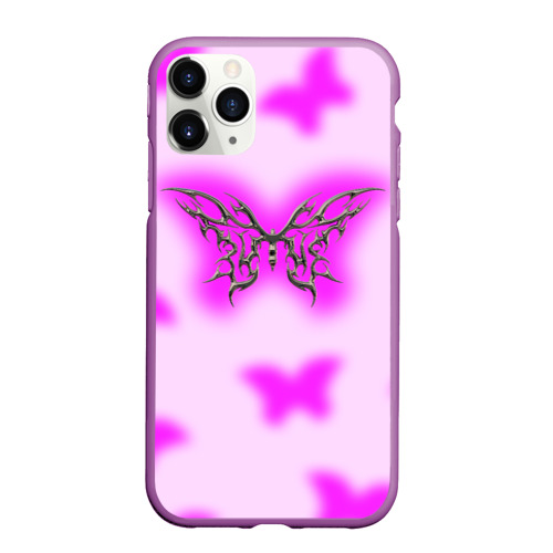 Чехол для iPhone 11 Pro Max матовый Y2K purple butterfly, цвет фиолетовый