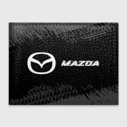 Обложка для студенческого билета Mazda speed на темном фоне со следами шин по-горизонтали