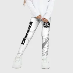 Детские леггинсы 3D Yamaha speed на светлом фоне со следами шин вертикально - фото 2