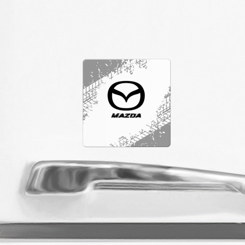 Магнит виниловый Квадрат Mazda speed на светлом фоне со следами шин - фото 2