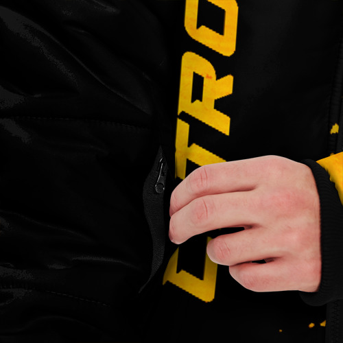 Мужская зимняя куртка 3D с принтом Citroen - gold gradient по-вертикали, вид сбоку #3