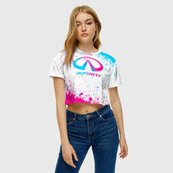 Женская футболка Crop-top 3D Infiniti neon gradient style - фото 2