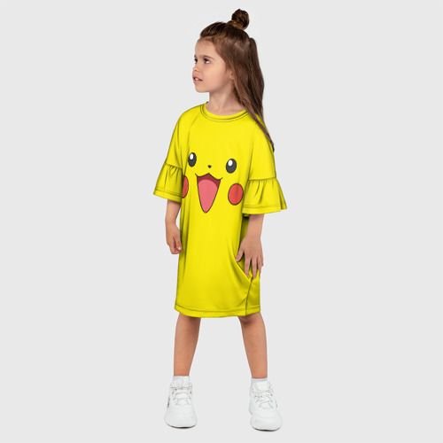 Детское платье 3D Пикачу - весёлый покемон, цвет 3D печать - фото 3