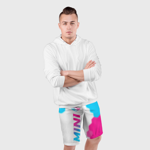 Мужские шорты спортивные с принтом Mini neon gradient style по-вертикали, фото #4