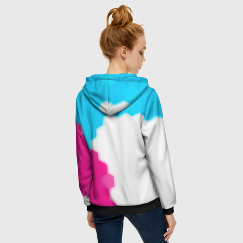 Женская толстовка 3D на молнии Mini neon gradient style по-вертикали, цвет черный - фото 4